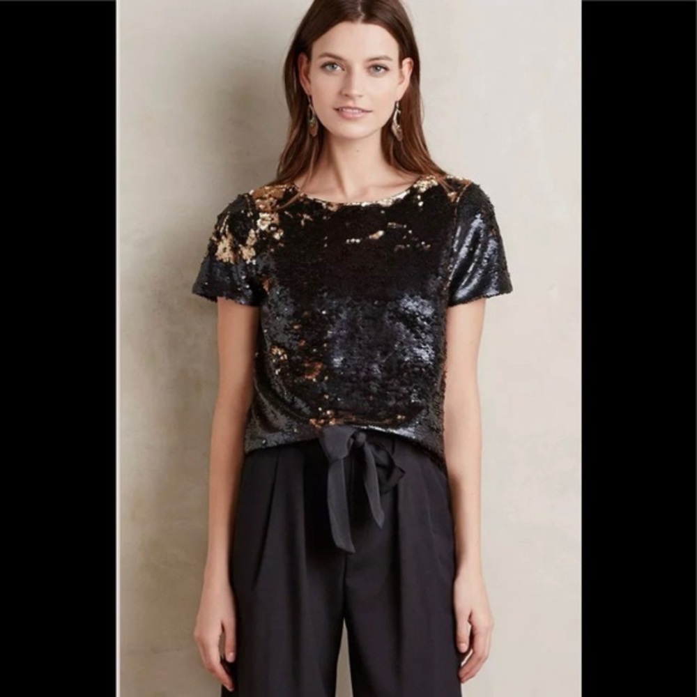 Black and Gold Sequin Top